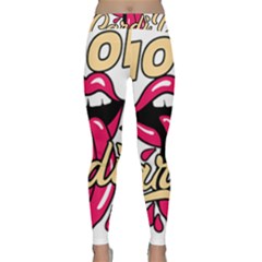 Music Hip Hop Text Black White 3d Classic Yoga Leggings by Sarkoni