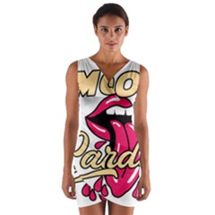 Music Hip Hop Text Black White 3d Wrap Front Bodycon Dress by Sarkoni