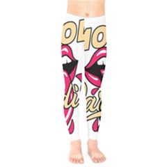 Music Hip Hop Text Black White 3d Kids  Leggings by Sarkoni