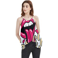 Music Hip Hop Text Black White 3d Flowy Camisole Tank Top by Sarkoni