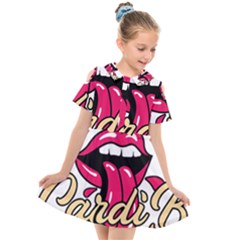 Music Hip Hop Text Black White 3d Kids  Short Sleeve Shirt Dress by Sarkoni