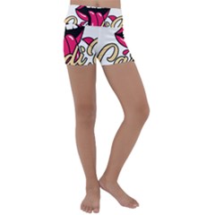 Music Hip Hop Text Black White 3d Kids  Lightweight Velour Yoga Shorts by Sarkoni