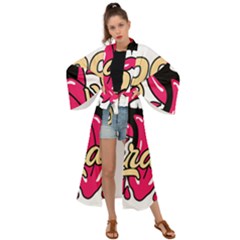 Music Hip Hop Text Black White 3d Maxi Kimono by Sarkoni