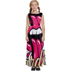 Music Hip Hop Text Black White 3d Kids  Satin Sleeveless Maxi Dress by Sarkoni