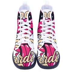 Music Hip Hop Text Black White 3d Women s High-top Canvas Sneakers by Sarkoni