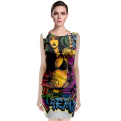 Xtreme Skateboard Graffiti Sleeveless Velvet Midi Dress by Sarkoni