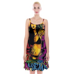 Xtreme Skateboard Graffiti Spaghetti Strap Velvet Dress by Sarkoni