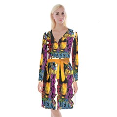 Xtreme Skateboard Graffiti Long Sleeve Velvet Front Wrap Dress by Sarkoni