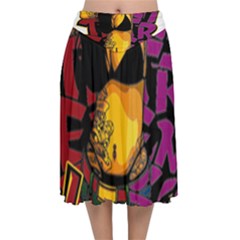 Xtreme Skateboard Graffiti Velvet Flared Midi Skirt by Sarkoni