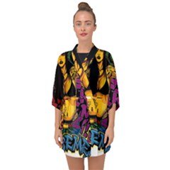 Xtreme Skateboard Graffiti Half Sleeve Chiffon Kimono by Sarkoni