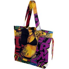 Xtreme Skateboard Graffiti Drawstring Tote Bag by Sarkoni