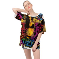 Xtreme Skateboard Graffiti Oversized Chiffon Top by Sarkoni