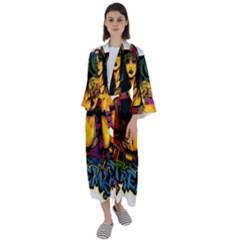 Xtreme Skateboard Graffiti Maxi Satin Kimono by Sarkoni