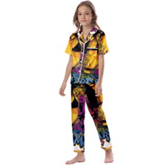 Xtreme Skateboard Graffiti Kids  Satin Short Sleeve Pajamas Set by Sarkoni