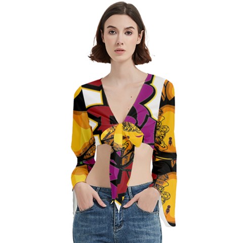 Xtreme Skateboard Graffiti Trumpet Sleeve Cropped Top by Sarkoni