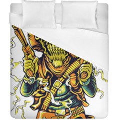 Cowboy Skeleton With Gun Illustration Duvet Cover (california King Size) by Sarkoni