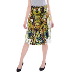 Cowboy Skeleton With Gun Illustration Midi Beach Skirt by Sarkoni