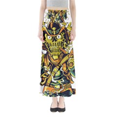 Cowboy Skeleton With Gun Illustration Full Length Maxi Skirt by Sarkoni