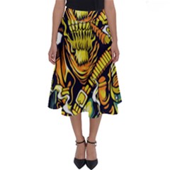 Cowboy Skeleton With Gun Illustration Perfect Length Midi Skirt by Sarkoni