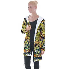 Cowboy Skeleton With Gun Illustration Longline Hooded Cardigan by Sarkoni