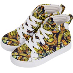 Cowboy Skeleton With Gun Illustration Kids  Hi-top Skate Sneakers by Sarkoni