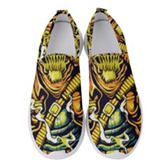 Cowboy Skeleton With Gun Illustration Women s Slip On Sneakers by Sarkoni