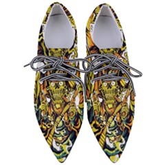 Cowboy Skeleton With Gun Illustration Pointed Oxford Shoes by Sarkoni