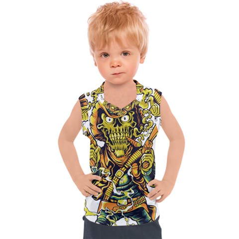 Cowboy Skeleton With Gun Illustration Kids  Sport Tank Top by Sarkoni