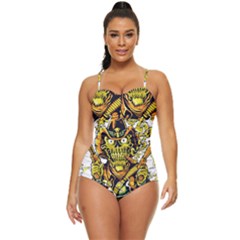 Cowboy Skeleton With Gun Illustration Retro Full Coverage Swimsuit by Sarkoni