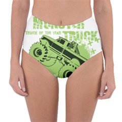 Monster Truck Illustration Green Car Reversible High-waist Bikini Bottoms by Sarkoni