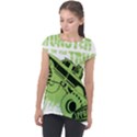 Monster Truck Illustration Green Car Cap Sleeve High Low Top View1