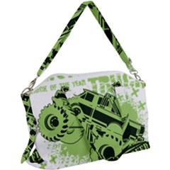 Monster Truck Illustration Green Car Canvas Crossbody Bag by Sarkoni