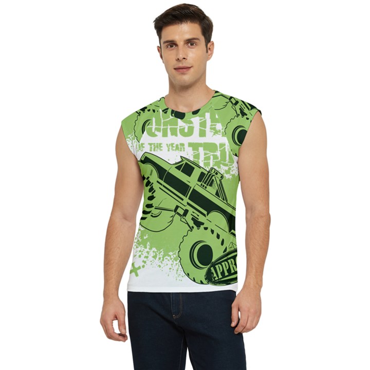 Monster Truck Illustration Green Car Men s Raglan Cap Sleeve T-Shirt