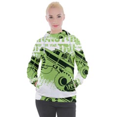 Monster Truck Illustration Green Car Women s Hooded Pullover by Sarkoni