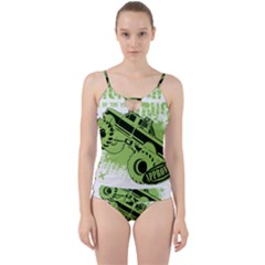 Monster Truck Illustration Green Car Cut Out Top Tankini Set by Sarkoni