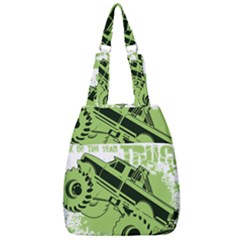 Monster Truck Illustration Green Car Center Zip Backpack by Sarkoni