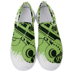 Monster Truck Illustration Green Car Men s Slip On Sneakers by Sarkoni