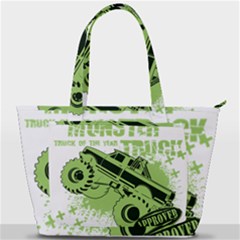 Monster Truck Illustration Green Car Back Pocket Shoulder Bag  by Sarkoni