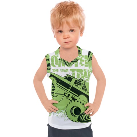 Monster Truck Illustration Green Car Kids  Sport Tank Top by Sarkoni