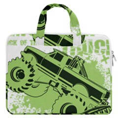 Monster Truck Illustration Green Car Macbook Pro 13  Double Pocket Laptop Bag by Sarkoni