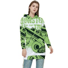 Monster Truck Illustration Green Car Women s Long Oversized Pullover Hoodie by Sarkoni