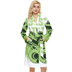 Monster Truck Illustration Green Car Long Sleeve Velvet Robe by Sarkoni