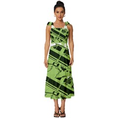 Monster Truck Illustration Green Car Tie-strap Tiered Midi Chiffon Dress by Sarkoni