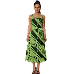 Monster Truck Illustration Green Car Square Neckline Tiered Midi Dress by Sarkoni