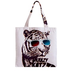 Krazy Katz 3d Tiger Roar Animal Zipper Grocery Tote Bag by Sarkoni