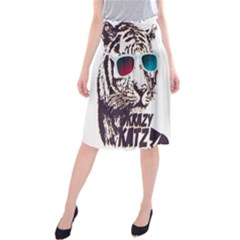 Krazy Katz 3d Tiger Roar Animal Midi Beach Skirt by Sarkoni