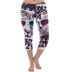 Krazy Katz 3d Tiger Roar Animal Capri Yoga Leggings by Sarkoni