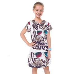 Krazy Katz 3d Tiger Roar Animal Kids  Drop Waist Dress by Sarkoni