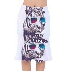 Krazy Katz 3d Tiger Roar Animal Short Mermaid Skirt by Sarkoni