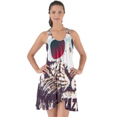 Krazy Katz 3d Tiger Roar Animal Show Some Back Chiffon Dress by Sarkoni